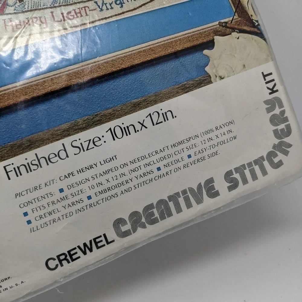 Crewel Creative Stitchery Kit Lighthouse Cape Henry Virginia Farm Scene Ship New